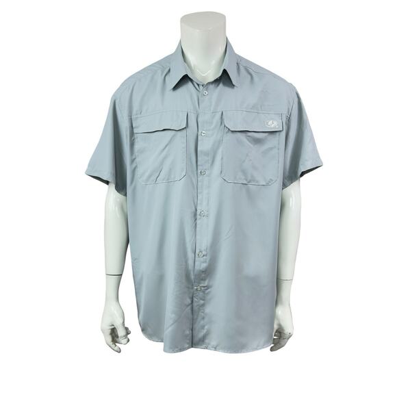 EAG Elite Men's XL Gray Short Sleeve Fishing Shirt Vented Performance Polyester - Picture 2 of 12